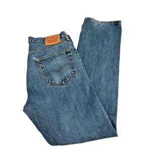 Levis 505 Regular Fit Straight Leg Jeans Mens Medium Wash Blue Denim